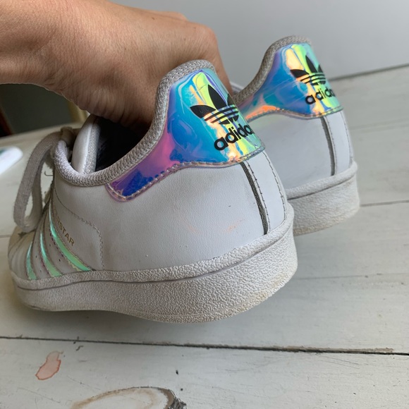 adidas | Shoes | Adidas Superstar Sneakers Iridescent Striped 55 | Poshmark